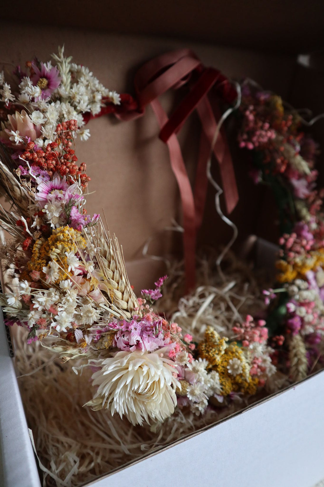 Handmade flower crown in gift box 