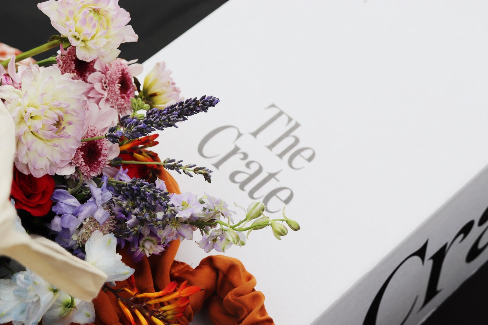 Flowers and delivery box
